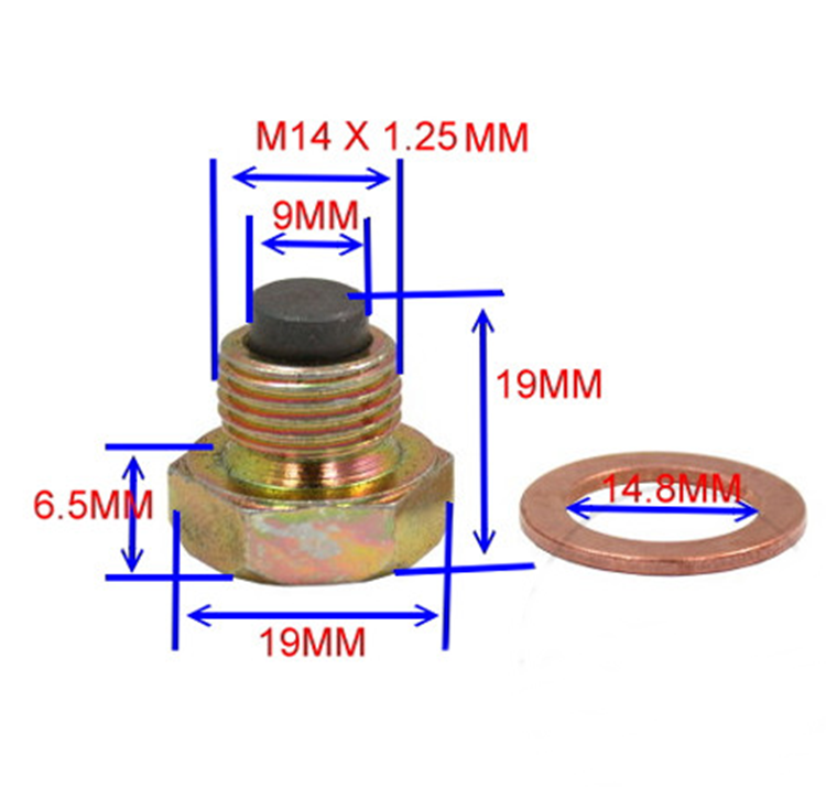 TORNILLO MAGNETICO DRENAJE ACEITE JMP M14 X 1.25 ANILLO SELLADO